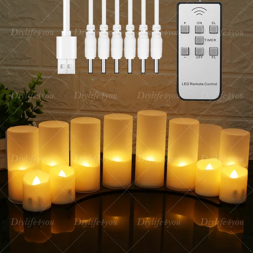 Rechargeable Flameless Flickering 6PCS LED Candles Tea Lights with Timer Remote