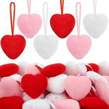 24 PCS Valentines Day Fabric Heart Ornaments 2 Inch Heart Shaped Tree Ornamen...