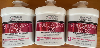 3 Pack! Advanced Clinicals Spa Size Bulgarian Rose Anti Aging Cream 3 x 16 Oz!