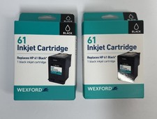 2 New WEXFORD Inkjet Cartridge Replaces HP 61, Black Ink Cartridges