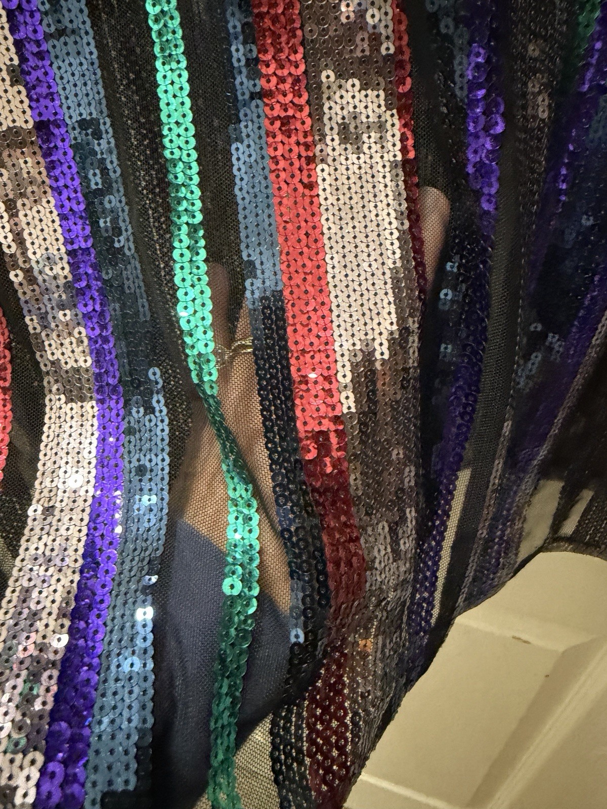 Express Multicolor Sequin Striped Top Women’s Sma… - image 4