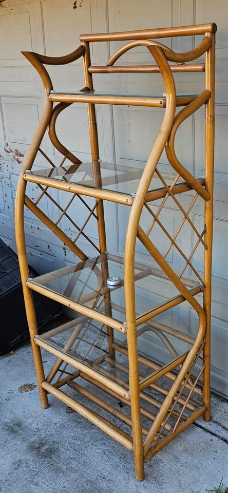 Librería de ratán tejida de mimbre yute estantes estantes estantería de exhibición estantería Foto 3 de 4