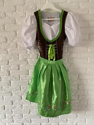 Stockerpoint Tyrol Dirndl Oktoberfest Brown & Green dress Size EU 32 and blouse