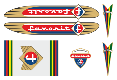 Tchécoslovacchia Retro Bicycle Favor 1965 Decalcomanie Set di adesivi 6 Vinile di alta qualà fustellato JDM  34