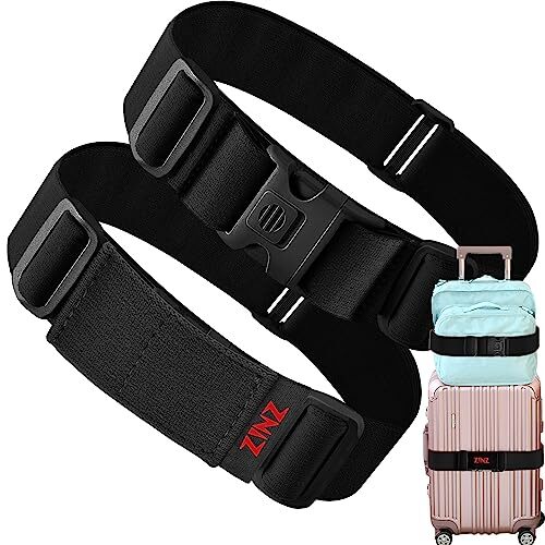 Luggage Straps,2 PCS High Elastic Suitcase Belt with Anti Black-Red Logo-2PCS-image