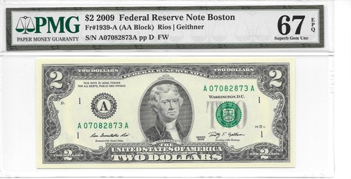 2009 Boston $2 FRN (AA Block) PMG 67 EPQ Superb Gem Uncirculated - Picture 12 of 13