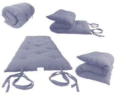 Gray 27W x 80L Traditional Japanese Floor Rolling Futon Mattresses, Mats