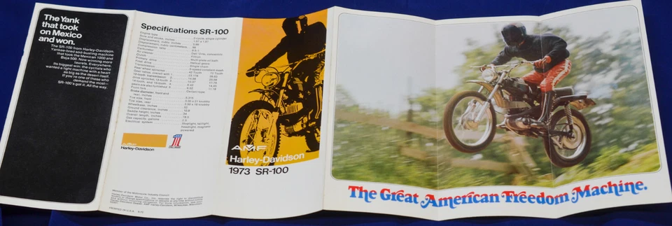 Folheto original do revendedor Harley Davidson 1973 SR100  - Imagem 3 de 4