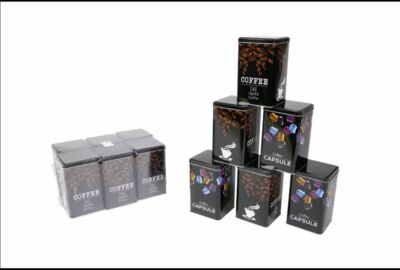 6er Set rechteckige Boxen Metallbox Kaffeepads Kapseln Idee