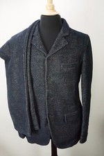 Giorgio Armani Black Label Blue Striped Cashmere 2 Pc Suit Jacket Pants 48 NEW