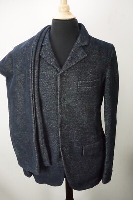 Giorgio Armani Black Label Blue Striped Cashmere Pc Suit Jacket