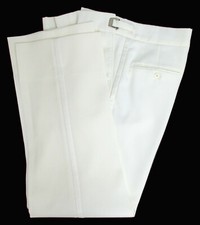 Men's Ivory Tuxedo Pants Adjustable Waist with Satin Stripe Machine Washable