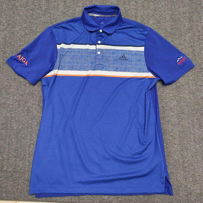 Adidas Ultimate365 Golf Polo Shirt Mens Medium Blue Adidas Evian Logo AJGA
