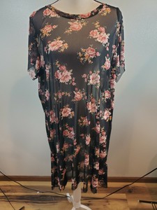 black sheer floral dress