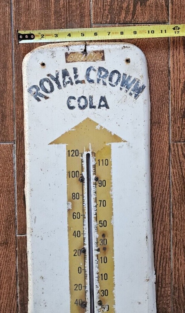 Vintage Drink Royal Crown Cola Thermometer, 10" wide by 26" tall. eBay