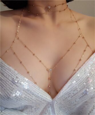 Sexy Shiny Crystal Rhinestone Bra Bikini Chest Body Chain