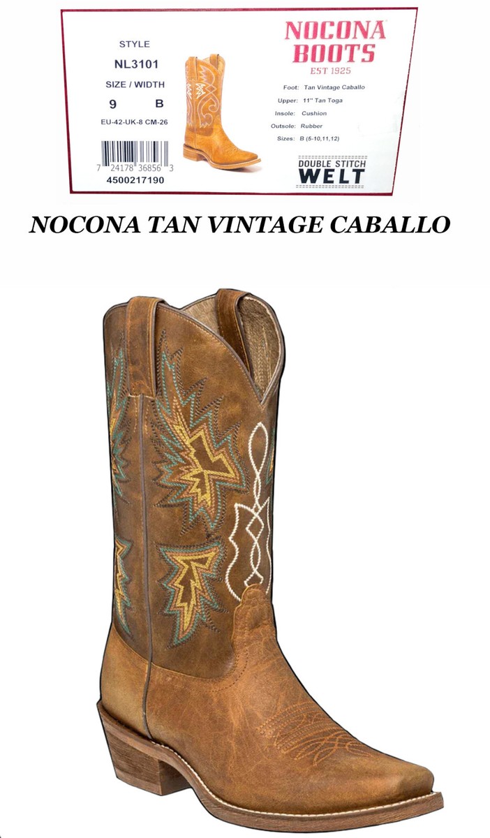 Nocona Western Boots Ladies Tan Vintage Cowpoke 9B (NL3101) NEW