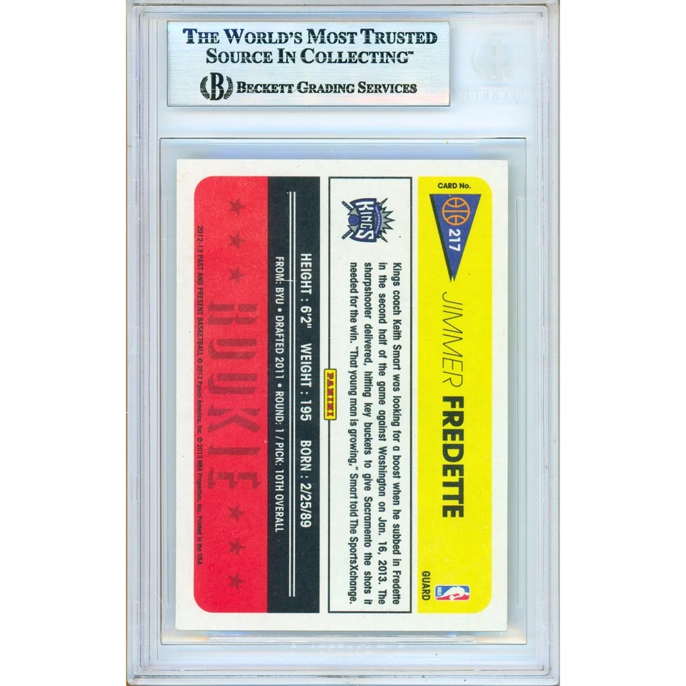 Jimmer Fredette Signed 2012-13 Panini Past & Present #217 BAS Slabbed Kings Auto - Image 3 of 4