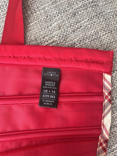 M&S Limited Collection Fully Boned Burgundy & Cream Check Corset Size 14 - BNWT - Picture 16 of 16