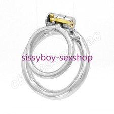 Stainless Steel Male Chastity Device Small Double Rings Lock Male Chastity Cage