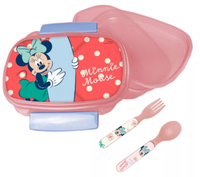 ☆ Minnie Mouse Brotdose + Besteck-Set BrotbüChse Vesperdose Besteck M-0781 ☆