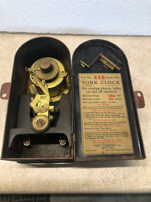Vintage Antique Ansonia Clock  Tork clock 115 single pole Tombstone Coffin timer