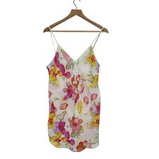 Vintage 90s Floral Slip Dress Size M Bow Trim Lingerie Y2K Coquette Romantic