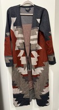 Pendleton Women  s Medium 100 Merino Wool Cardigan Sweater Duster Southwestern