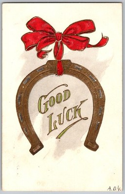Antique Postcard Good Luck Horseshoe Albany, MS 1900s