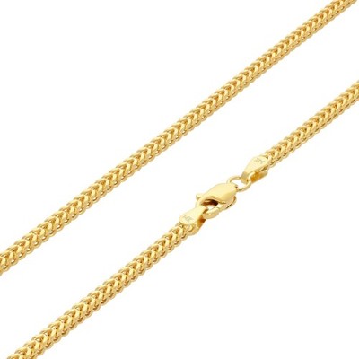14K Gilding Gold 2mm Franco Box Wheat Foxtail Chain Necklace Men Womens 16''- 24''