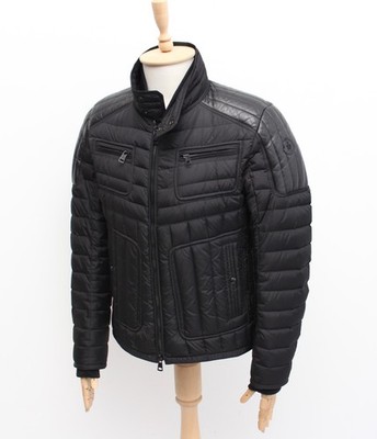 Authentic Men's MONCLER Bahr Down Puffer Jacket Biker Black Leather Trim 4, ~M