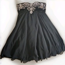 Vintage Beyond Division Of Jovani Black Strapless Rhinestone Mini Dress Size 6