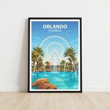 Orlando Florida Travel Poster Wall Art Print Holiday Gift