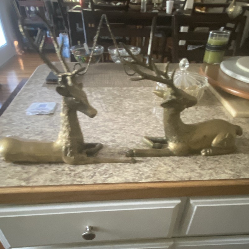 Solid Brass Figurines Set of 2, 3D Effect Animal Decor vintage Brass Deers
