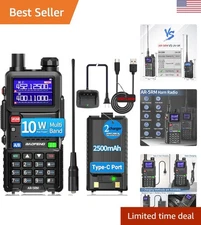 5RM Handheld Ham Radio - 10W Long Range 999CH NOAA Receiver, Type C Rechargeable