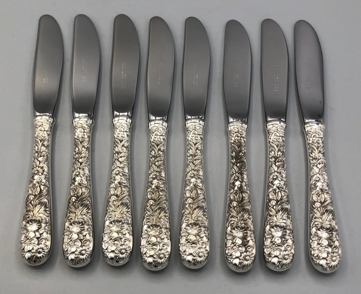 Kirk Stieff Repousse Antique US Sterling Silver Flatware-Knives