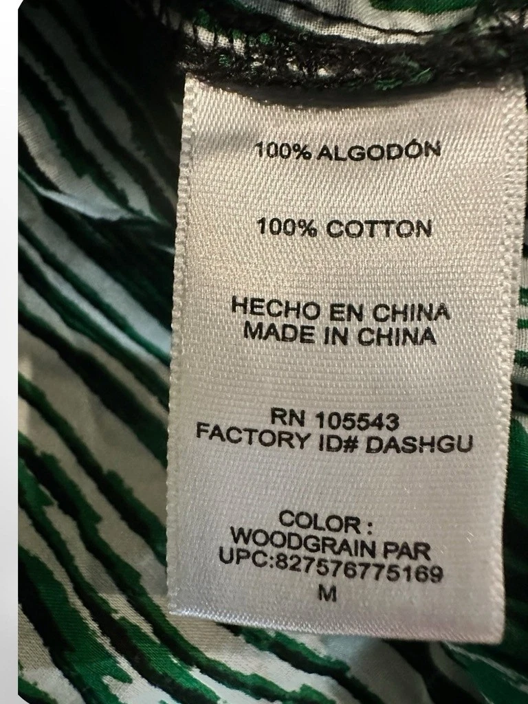 VETEMENTS Derek Lam per Designazione Abito Donna Medio Verde Bianco Venatura Legno Camicia Cotone