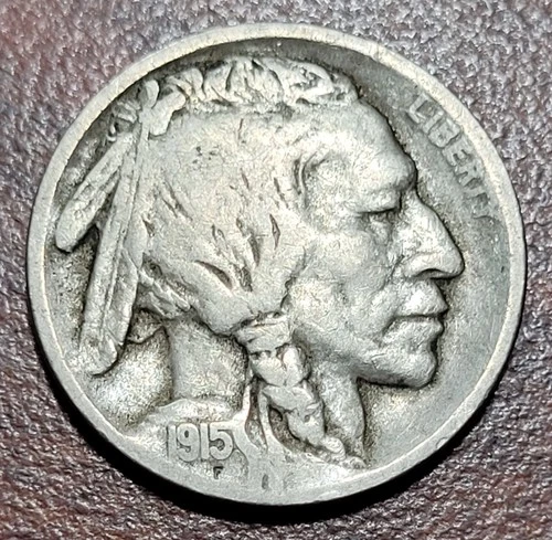 1915-S Buffalo Nickel FINE Orig Toning & Problem Free Early Better Date 5c Coin