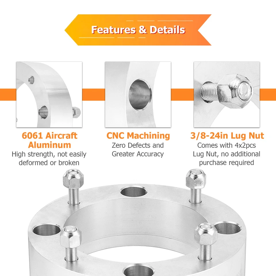 Espaciadores de rueda de 2 pulgadas 4x156 con pernos 3/8-24 para Bobcat 3400 Kawasaki Tecate 4 Foto 3 de 4