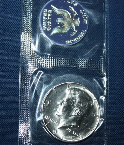 Gem BU 1965 SMS Kennedy Half Dollar Mint Set Cello 40% Silver 50c