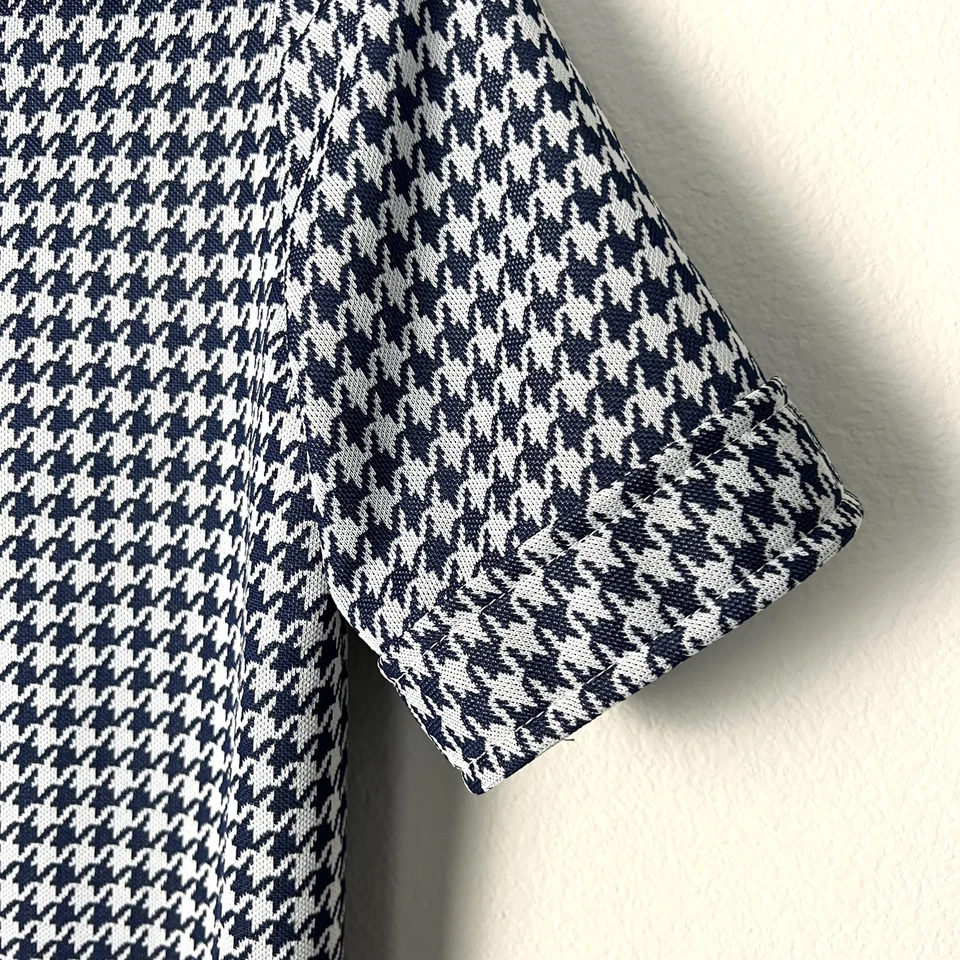 Vintage Anos 70 Houndstooth Botão para Cima Feminino Médio Clássico Academia Preppy Heritage - Imagem 2 de 4