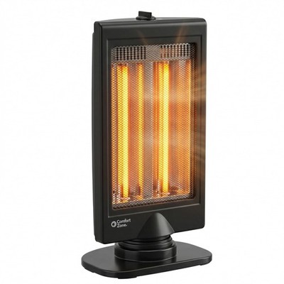 Comfort Zone Oscillating Portable Space Heater, Flat 400/800-Watt, Black 