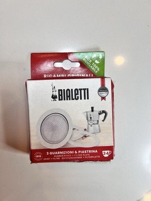Bialetti 3 Gaskets (Rubber Rings) 1 Filter Plate Replacement for Moka 3 + 4 Cups