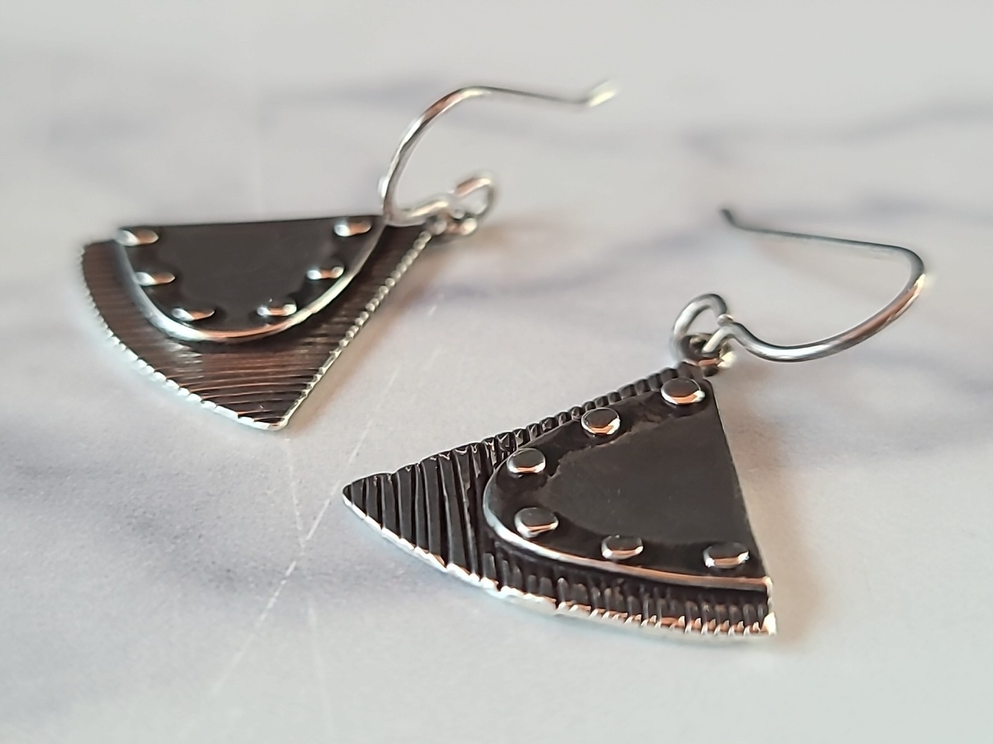 925 Sterling Silver Abstract Triangular Shaped Da… - image 4