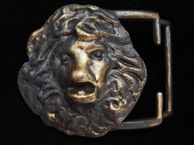 VTG 80\'s Studio handcraft brass‎ belt buckle Art artesian\'s one-of-a-kind Lion VTG LION ENGRAVED ARTWORK BRASS BELT BUCKLE | eBay main image 4