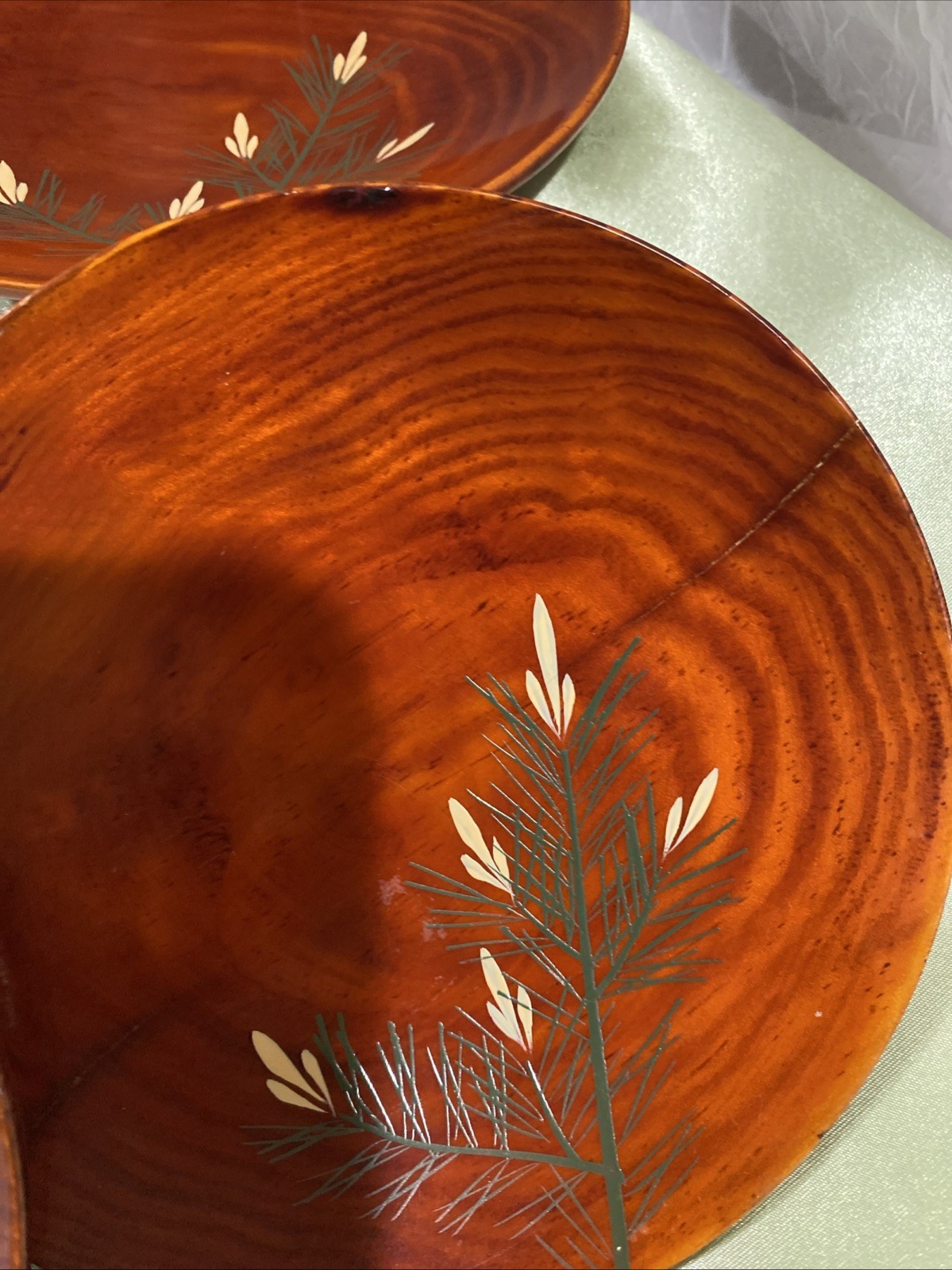 Vintage Set Of Five Japanese Shunkei - Nuri Inspired WoodAppetizer/ Snack Plates