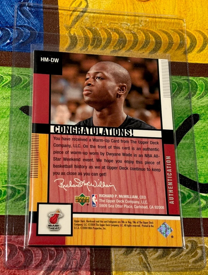 2004-05 Dwyane Wade UD Hardcourt Warm-Up Players Materials Heat Black Jersey - Image 2 of 2