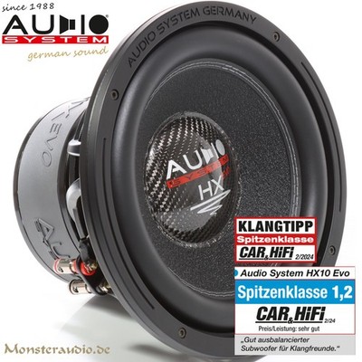 AUDIO SYSTEM HX-10 EVO 25cm High-End Subwoofer 500 Watt 2x2 Ohm Auto Woofer