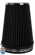 Muge Racing 6-Inch Cone Cold Air Intake Filter, 8" Tall, Clamp-On, Washable