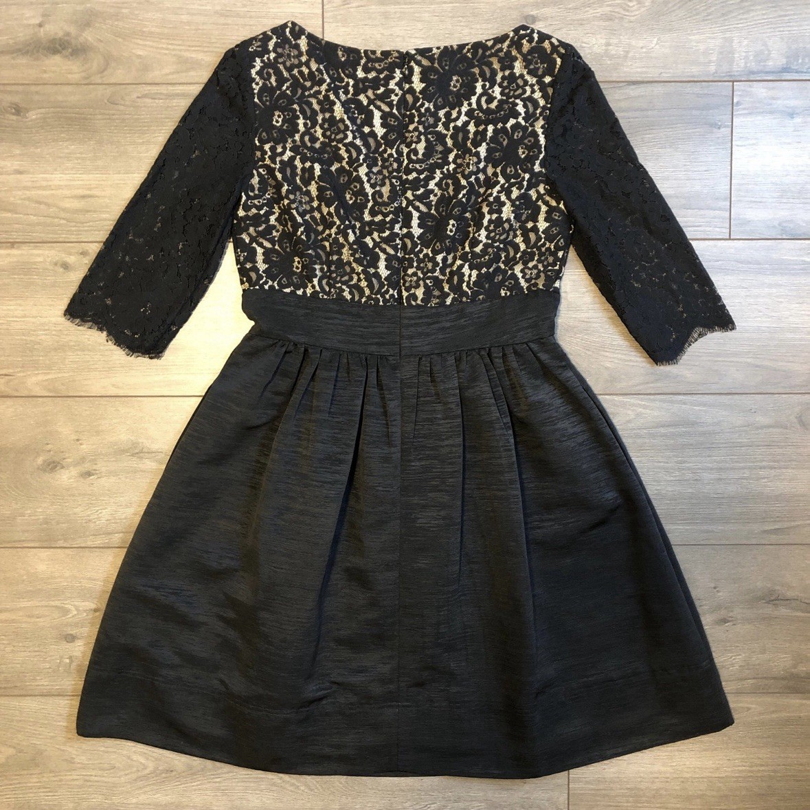 eliza j lace and faille dress Eliza J Lace Faille Fit & Flare Black Formal Cocktail Classic Dress Sz 10